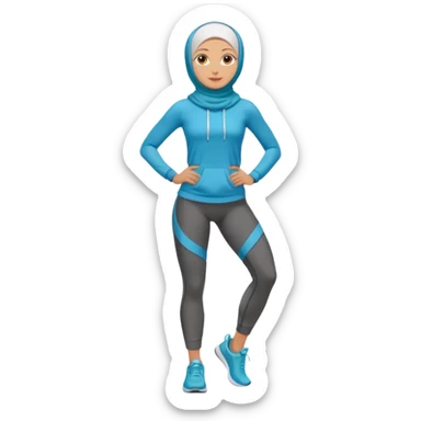 High resolution full body of a girl wearing a hijab and is a fitness trainer sticker