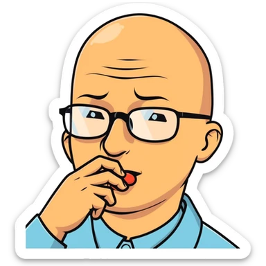 bald guy with glasses picking his nose sticker