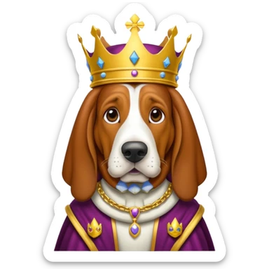 Basset Hound dressed as a king sticker