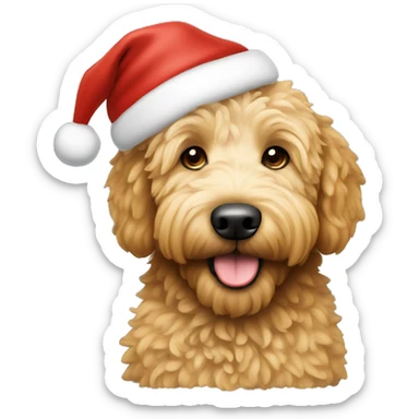 Golden doodle with christmas hat on  sticker
