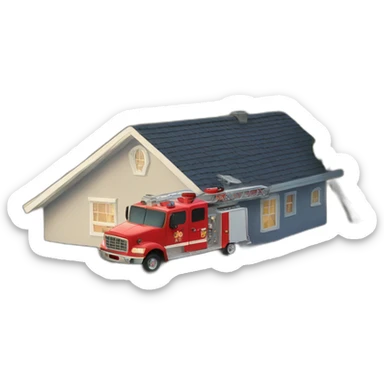 a fire truck sitting on a house sticker