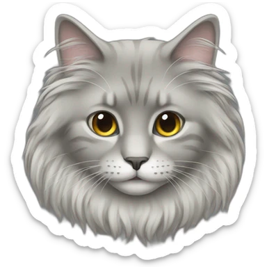 Long Hair cat gray sticker
