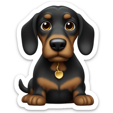 Schwarzer Dackel mit Teddybär  sticker