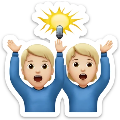 two children scream loudly looking up at full height sticker