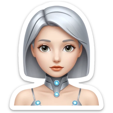 mach mir ein emoji von einer Frau in dr Zukunft. in 100 jähren, sie soll sehr technologisch aussehen. sticker