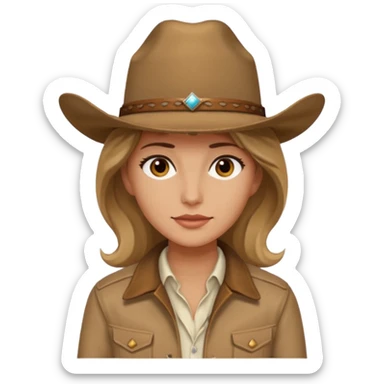 Ennis Del Mar from Brokeback Mountain with brown eyes, dark blonde hair, ivory shirt, brown jacket and cowboy hat sticker