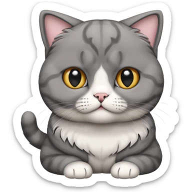 scottish fold cat with folded ears and all fur gray sticker