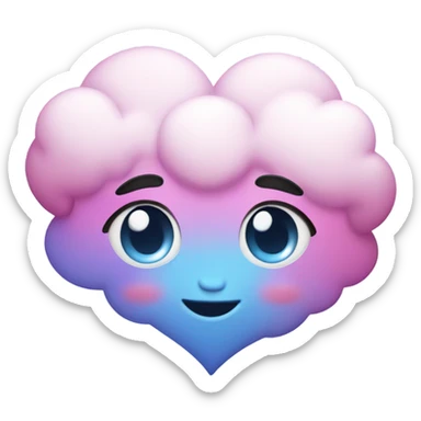 A cute pink purple blue heart cloud with cute eyes  sticker