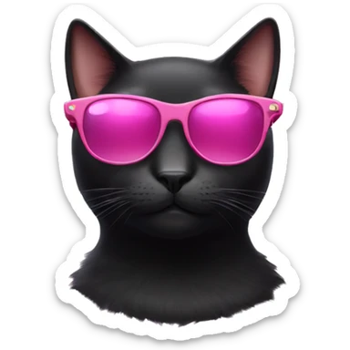 black Cat with pink sunglasses sticker