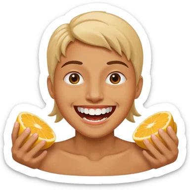 Beautiful, fine , open teeth and smiling face sticker