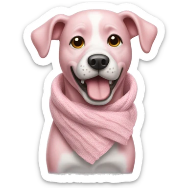 pink dog with a white scarf that ate a cappuccino sticker