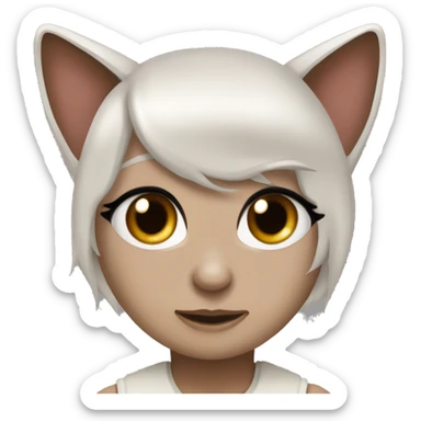 девушка с коричневыми волосами и карими глазами гладит серого котика sticker