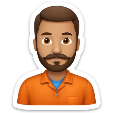 latino english teacher with a beard and moustache in a orange shirt sticker