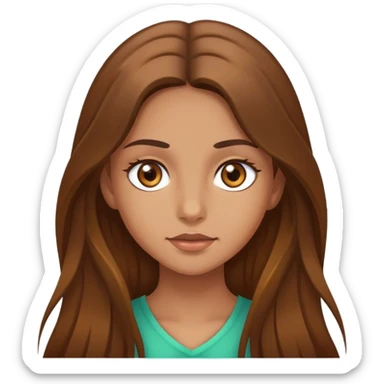 fair medium tan skin girl with hazel eyes and brown long hair sticker