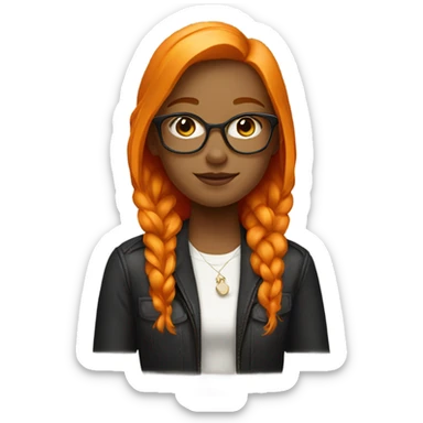 orange-haired girl in stylish attire sticker