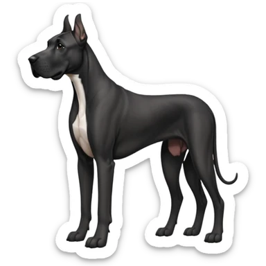Black Male Great Dane  with no white and has cropped ears in a show stance sticker