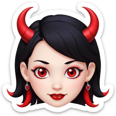 Devil girl cartoon sticker, smirk, sparkles, cute but naughty sticker