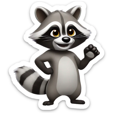 The raccoon waves its paw sticker