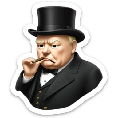 Churchill smoking a cigar sticker