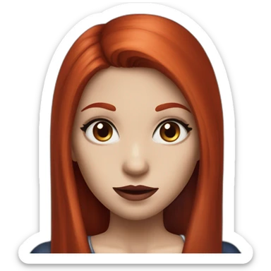 vampire girl with straight red hair and blue eyes, fair skin sticker