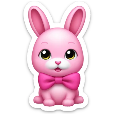 Pink bunny wearing a bow sticker