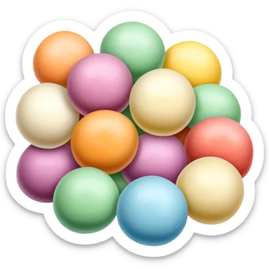 Colorful mochi ice cream balls with different flavors sticker