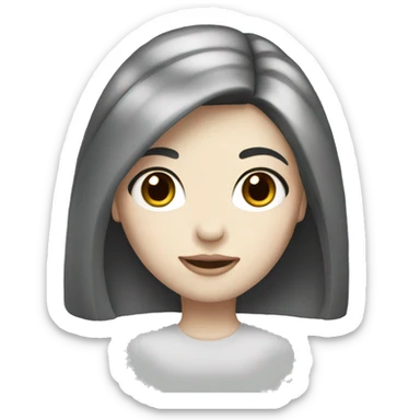 A girl with pale skin TONE and BLACK HAIR  sticker