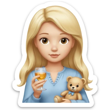 glass girl with single teddy bear sticker