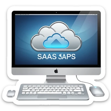 technical looking computer with text "SaaS" sticker
