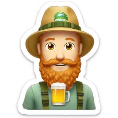Ginger beard and bucket hat drinking a beer sticker