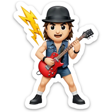 Cinematic Realistic AC/DC Pop Culture Emoji, showcasing an electrifying portrayal inspired by the legendary rock band rendered with vivid textures and energetic lighting. sticker