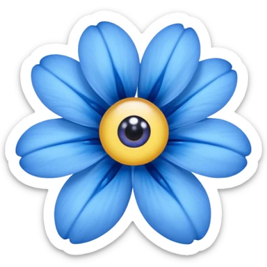 blue flower with two eyes sticker