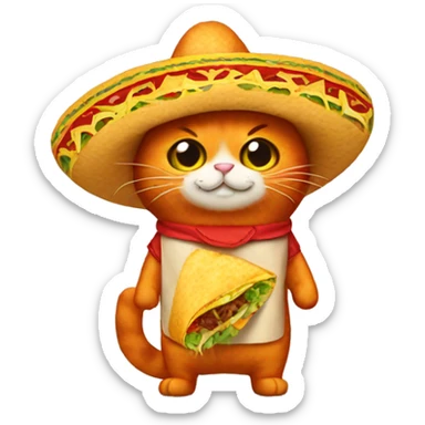 Red Cat wear a Taco Costume sticker