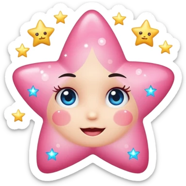 cute star with blushing cheeks and sparkles, girly and motivating emoji sticker
