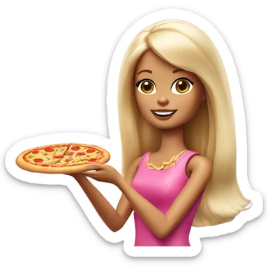 Barbie eating pizza sticker