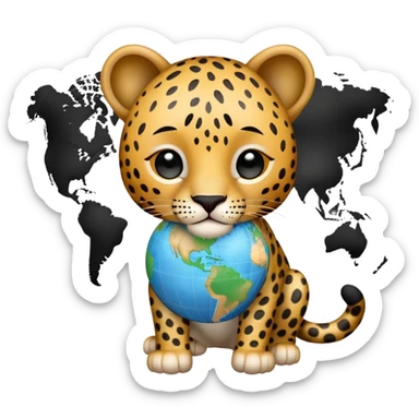 leopard with the worlds map instead of dots on his fur, therefore no dots, just the map in black sticker