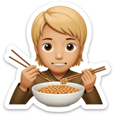 eating natto with chopsticks sticker