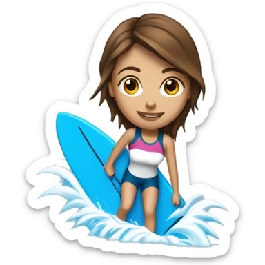 Girl with brown hair on blue wakeboard sticker