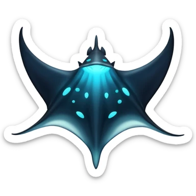 luminous manta ray sticker