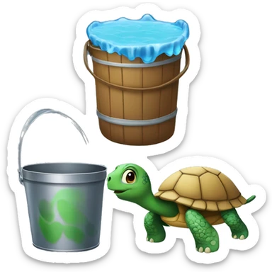The combo of a turtle and a water bucket sticker