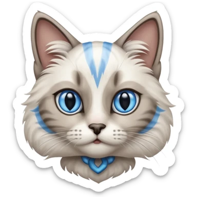 white and gray striped cat with blue eyes sticker