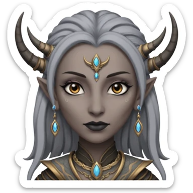 ESO female daedra, lashes and earrings, gray skin, grey eyes sticker