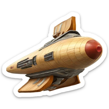 Retro Photographic quality Painted Flying Starship spacecraft wooden  sticker