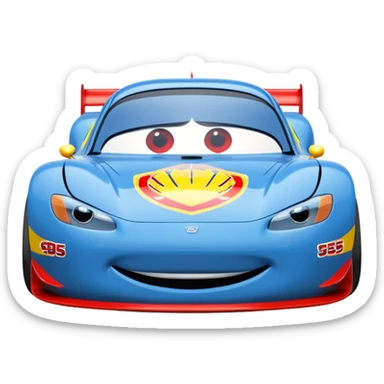 Lightning McQueen 95 blue race car front view cartoon style sticker