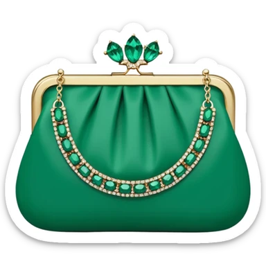 Hyperrealism, emerald green glamorous style, cluch bag, with rhinestone embellishments sticker