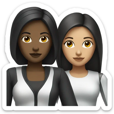 Half Woman (dark hair, eyeliner) and half robot sticker