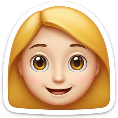 "A high-quality 3D cartoon-style smiling face emoji with big round eyes, soft shadows, and glossy texture, centered on a white background, high-resolution PNG, emoji style like Apple or WhatsApp" sticker