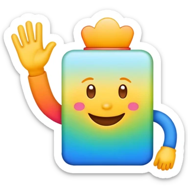 A doodle character waving hi sticker