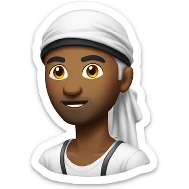 a gangster guy with a durag and black sticker