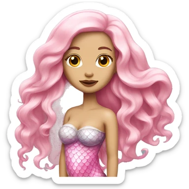 White pink long hair mermaid  sticker